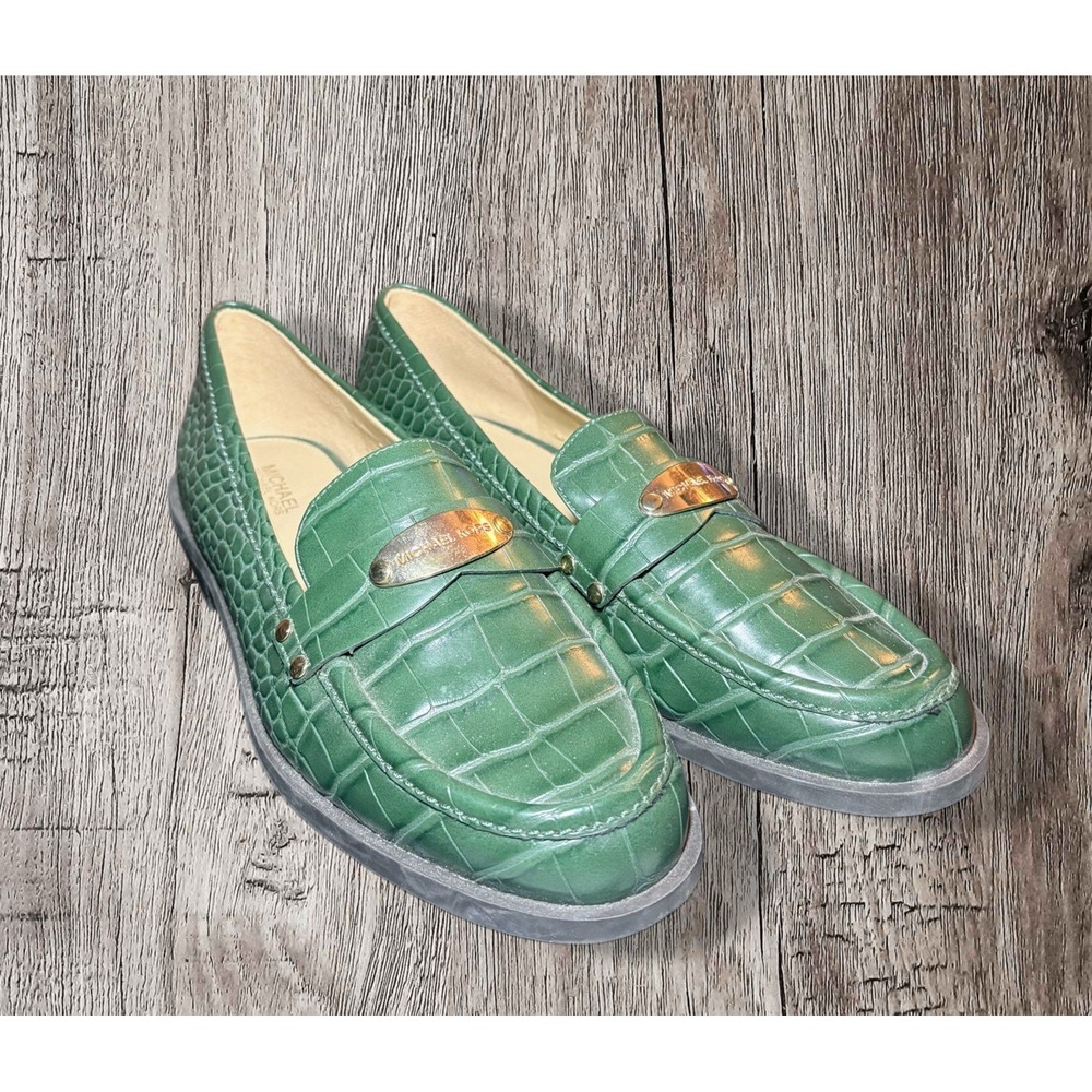 Women's Michael Kors Finley Croc-Embossed Leather Shoes 8.5